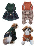 《期間限定アウトレット》【DOG WEAR】チェックサロペットペア