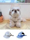 【DOG GOODS】綿麻ストライプドッグキャップ