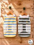 【DOG WEAR】保冷剤ポケット付きナチュラルヴィンテージボーダーノースリーブポロ      