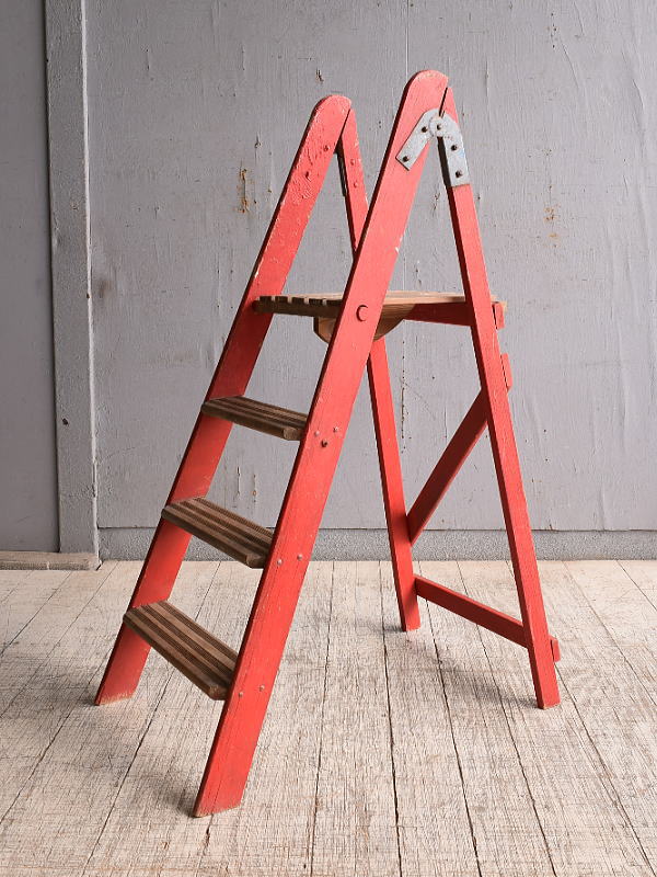 イギリス アンティーク ステップラダー 脚立 ディスプレイ 9765