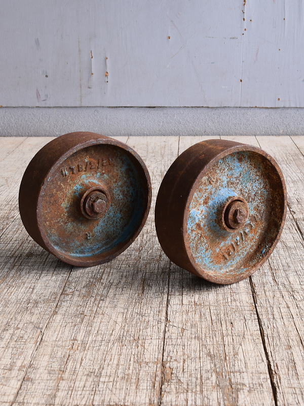 イギリス アンティーク 鉄製 車輪 ×2 10245