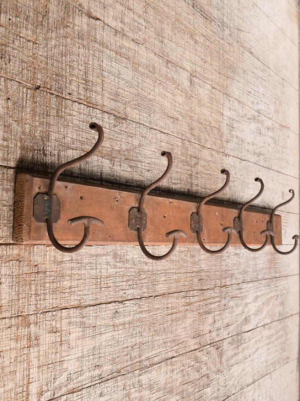 フレンチ　 アンティーク　壁掛けコートフック 5連 10488