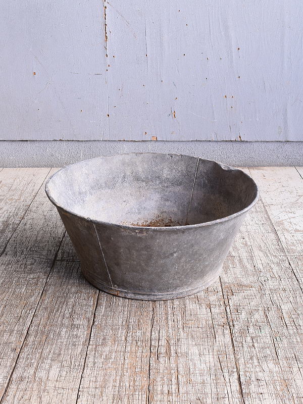 フレンチ アンティーク　ブリキ製　ウォッシングタブ ディスプレイ ガーデニング 10649