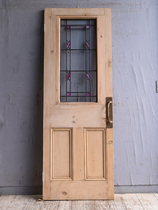 イギリス アンティーク ステンドグラス入り木製ドア 扉 建具 11138