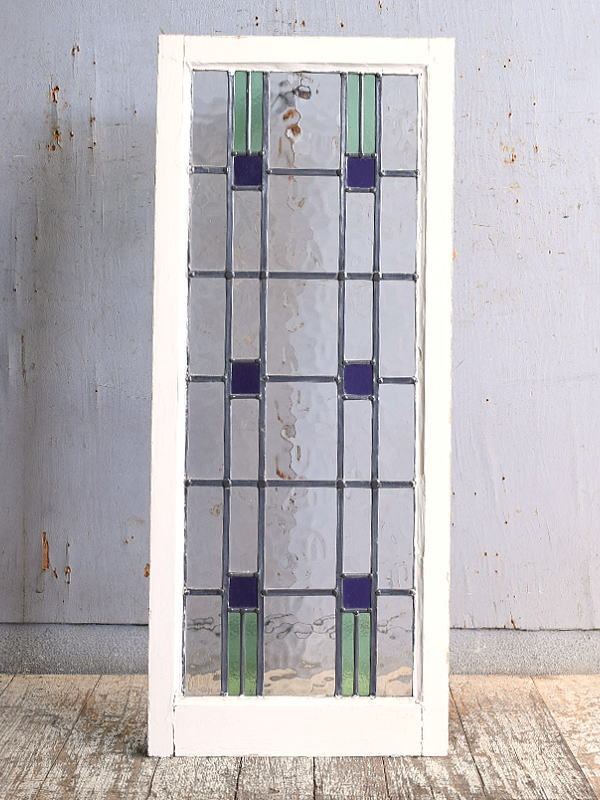 イギリス アンティーク ステンドグラス 幾何学 11403