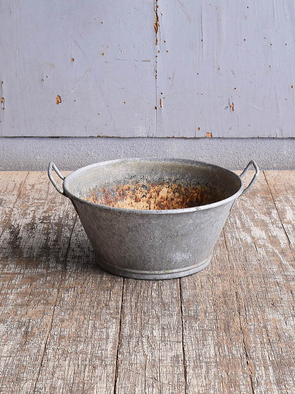 フレンチ アンティーク　ブリキ製　ウォッシングタブ ディスプレイ ガーデニング 11562