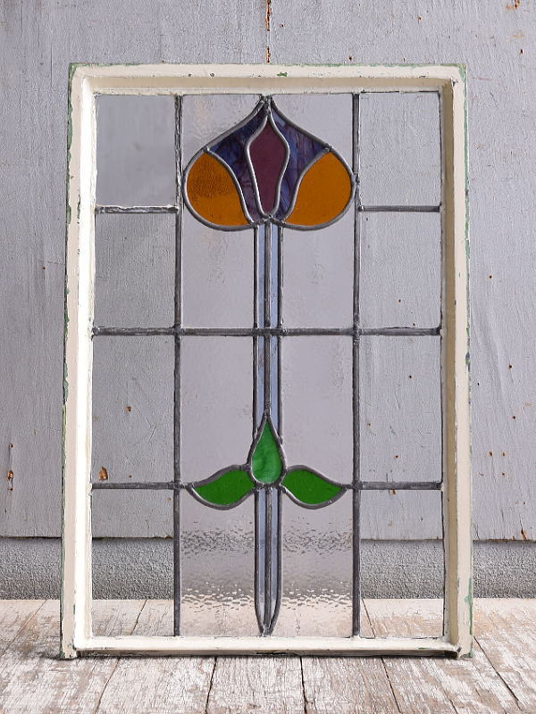 イギリス アンティーク ステンドグラス 幾何学 11596