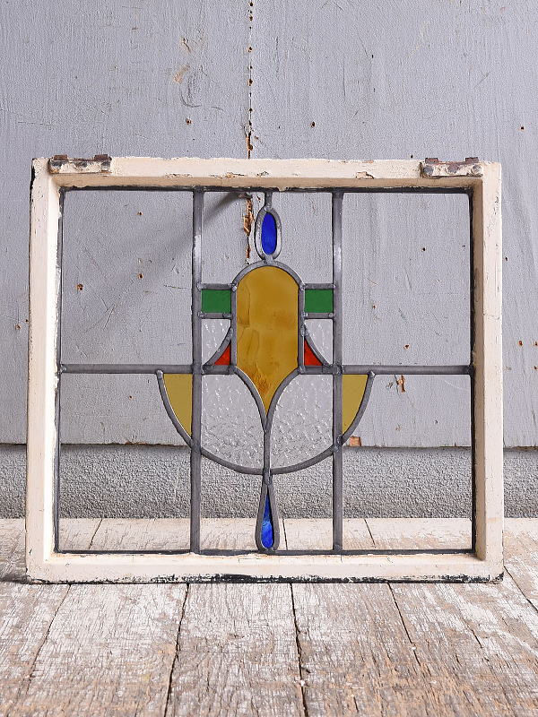イギリス アンティーク ステンドグラス 幾何学 11604