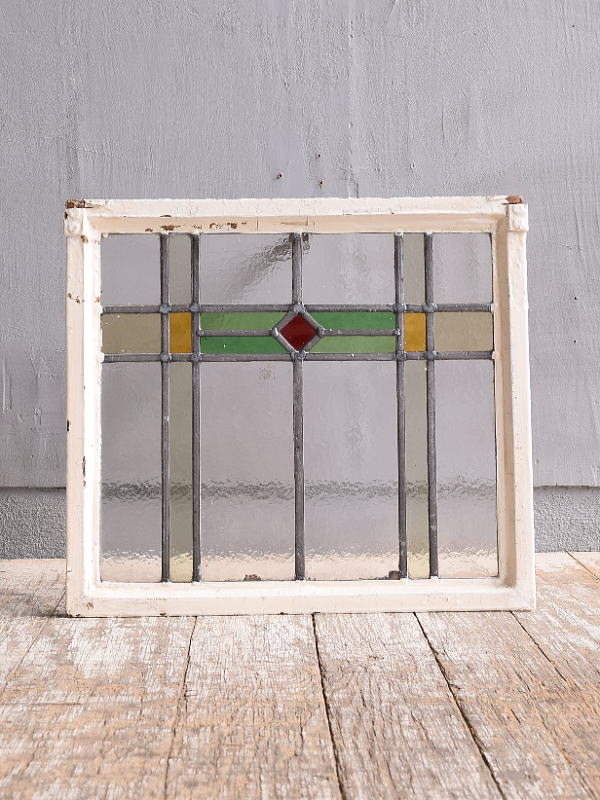 イギリス アンティーク ステンドグラス 幾何学 11635