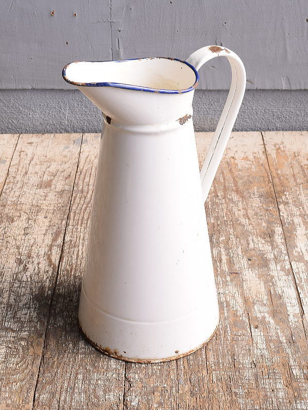 イギリス アンティーク ホーローフレンチジャグ　琺瑯　 ガーデニング 11821