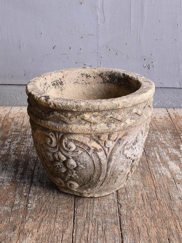 イギリス　アンティーク　セメント製　プランター　植木鉢　12078
