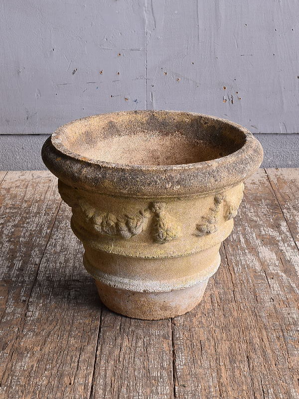 イギリス　アンティーク　セメント製　プランター　植木鉢　12079