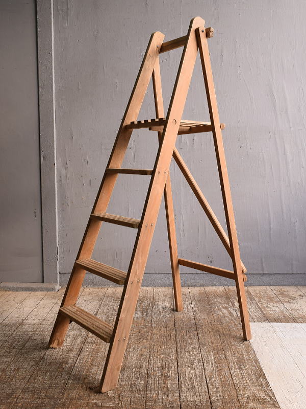 イギリス アンティーク ステップラダー 脚立 ディスプレイ 12105