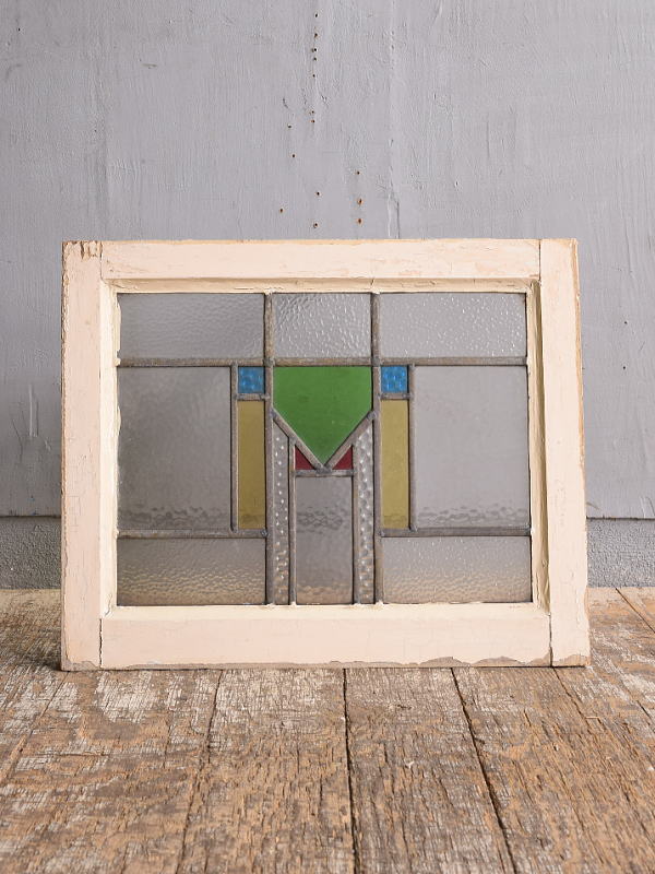 イギリス アンティーク ステンドグラス 幾何学 12470