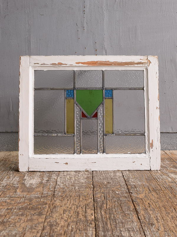 イギリス アンティーク ステンドグラス 幾何学 12471