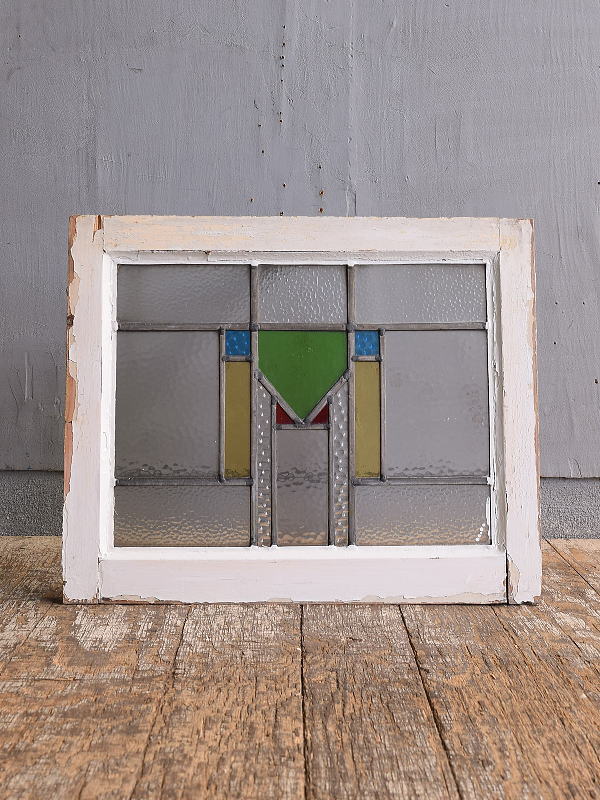 イギリス アンティーク ステンドグラス 幾何学 12473