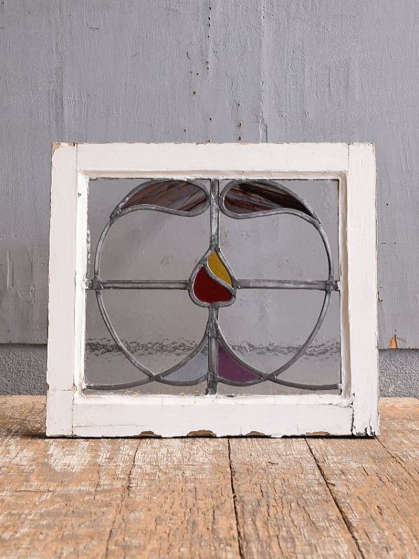 イギリス アンティーク ステンドグラス 幾何学 12546