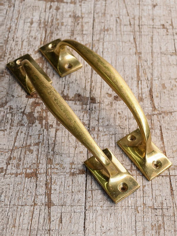 イギリス アンティーク 真鍮 ドアハンドル×2　 建具金物 取っ手　12556