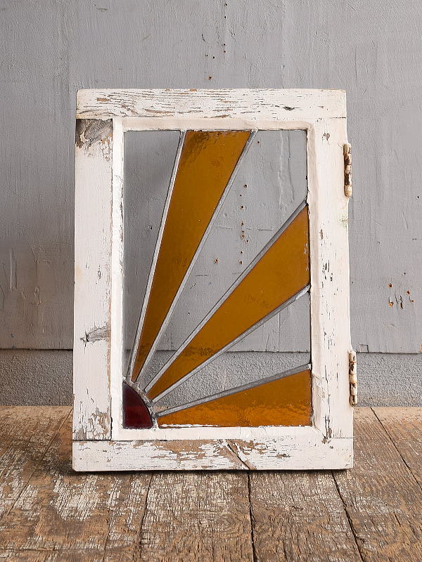 イギリス アンティーク ステンドグラス 幾何学 12561