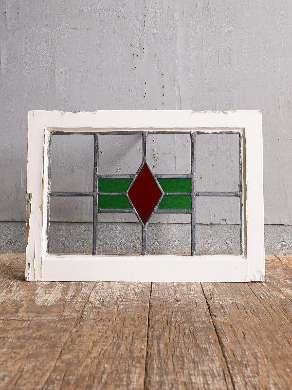 イギリス アンティーク ステンドグラス 幾何学 12659