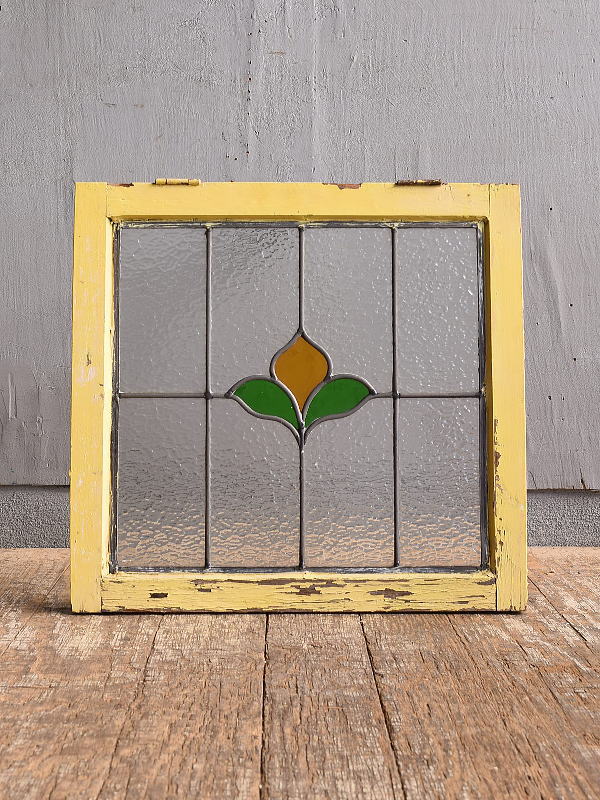 イギリス アンティーク ステンドグラス 幾何学 12698