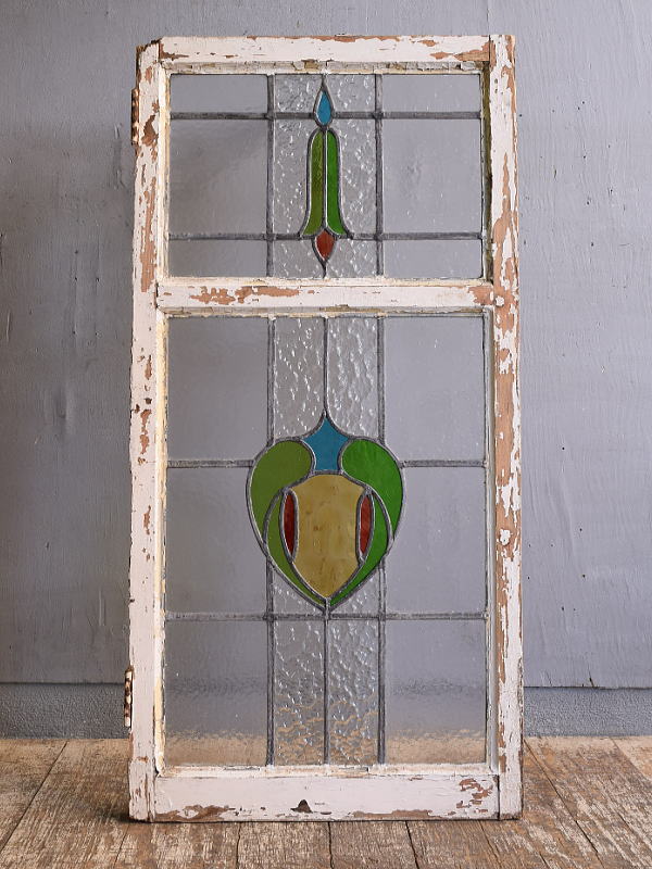 イギリス アンティーク ステンドグラス 幾何学 12805