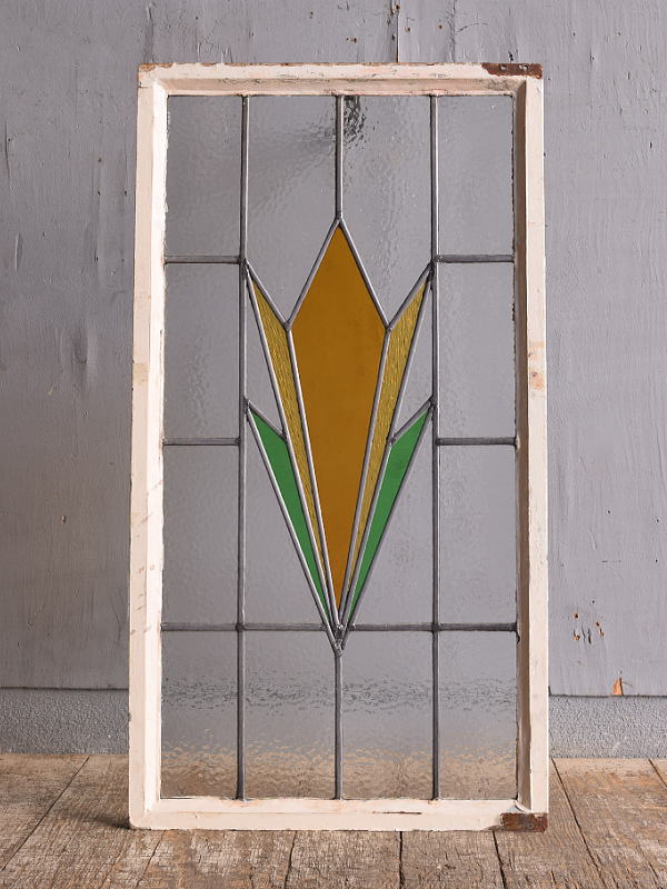 イギリス アンティーク ステンドグラス 幾何学 12841