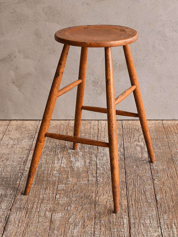 イギリス アンティーク家具 木製　ハイスツール　 椅子 12885