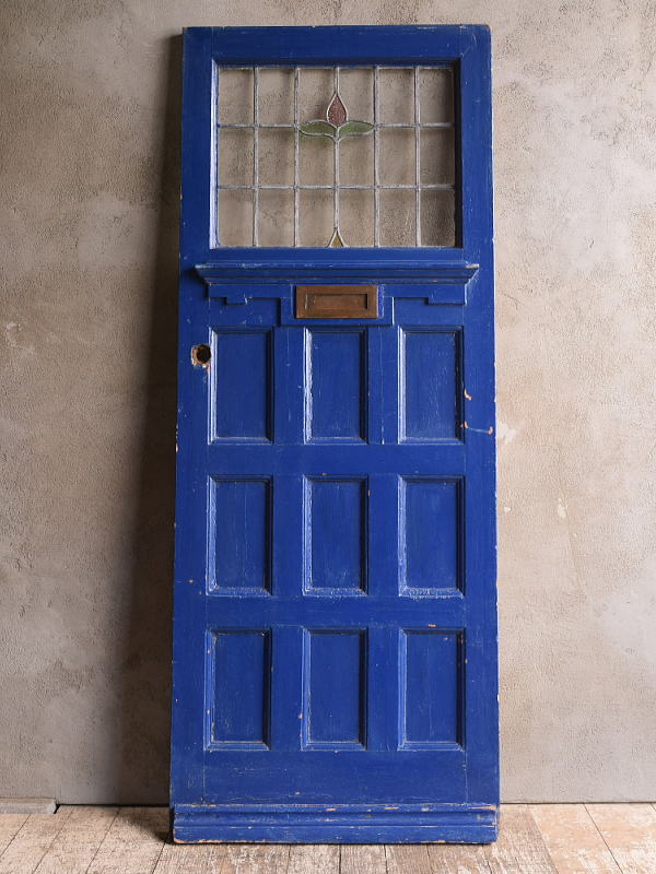 イギリス アンティーク ステンドグラス入り木製ドア 扉 建具 12900