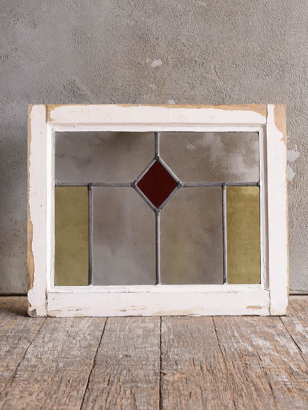 イギリス アンティーク ステンドグラス 窓 幾何学 12971