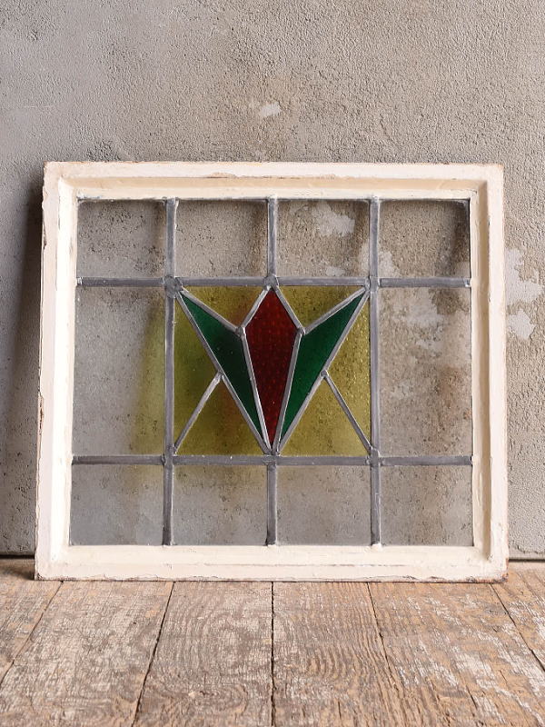 イギリス アンティーク ステンドグラス 窓 幾何学 12974