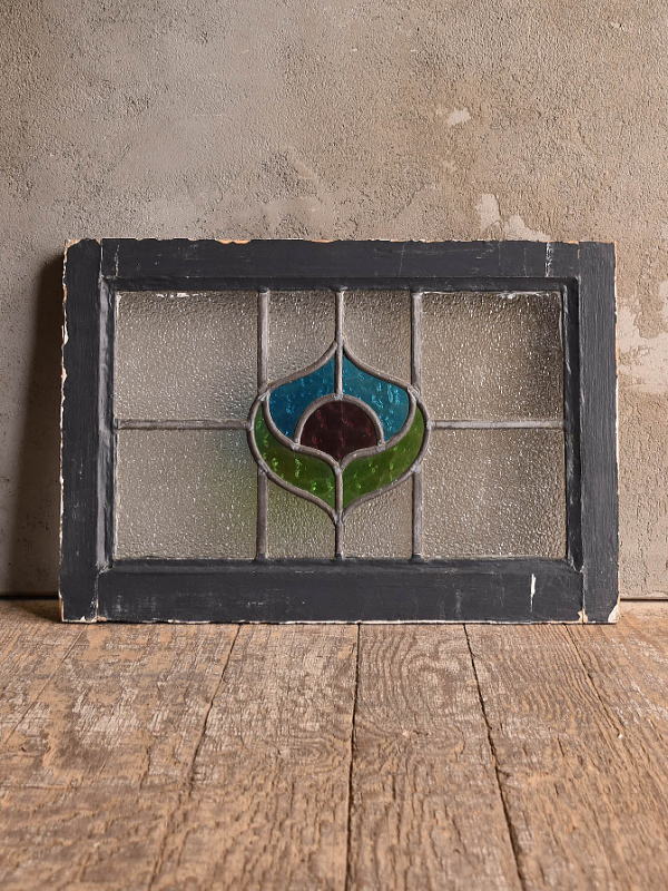 イギリス アンティーク ステンドグラス 窓 幾何学 12988