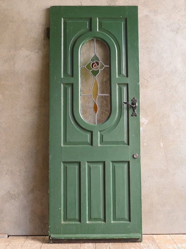 イギリス アンティーク ステンドグラス入り木製ドア 扉 建具 12992