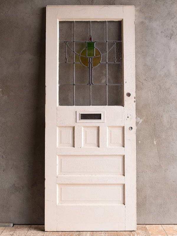 イギリス アンティーク ステンドグラス入り木製ドア 扉 建具 13053