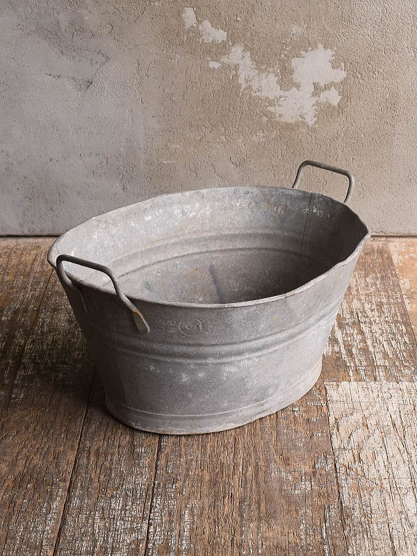 フレンチ アンティーク ブリキ ウォッシングタブ ディスプレイ ガーデニング 13056