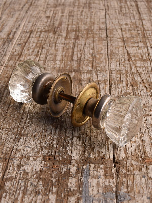 イギリス アンティーク ガラス製 ドアノブ 建具金物 13074