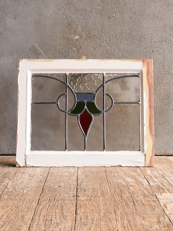 イギリス アンティーク ステンドグラス 窓 幾何学 13164