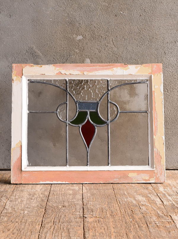 イギリス アンティーク ステンドグラス 窓 幾何学 13165