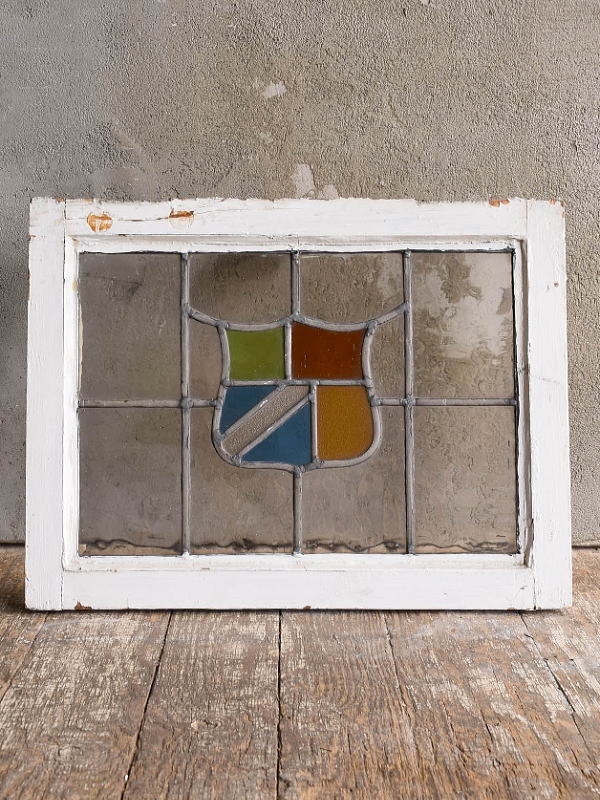 イギリス アンティーク ステンドグラス 窓 幾何学 13169