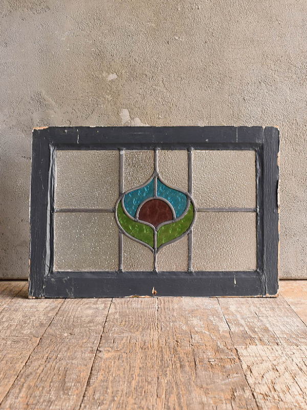 イギリス アンティーク ステンドグラス 窓 幾何学 13170
