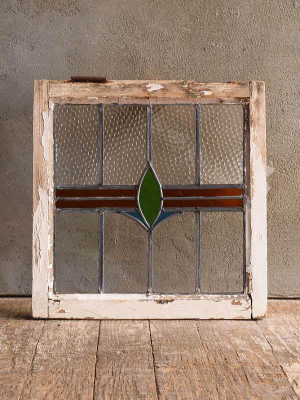 イギリス アンティーク ステンドグラス 窓 幾何学 13171