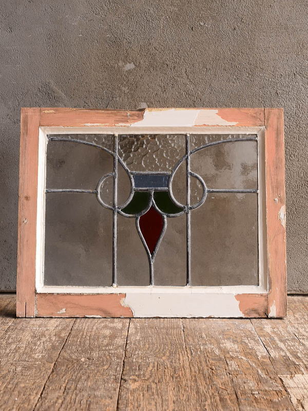 イギリス アンティーク ステンドグラス 窓 幾何学 13173