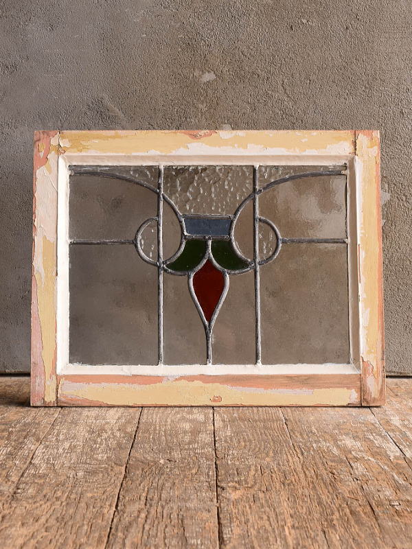 イギリス アンティーク ステンドグラス 窓 幾何学 13174
