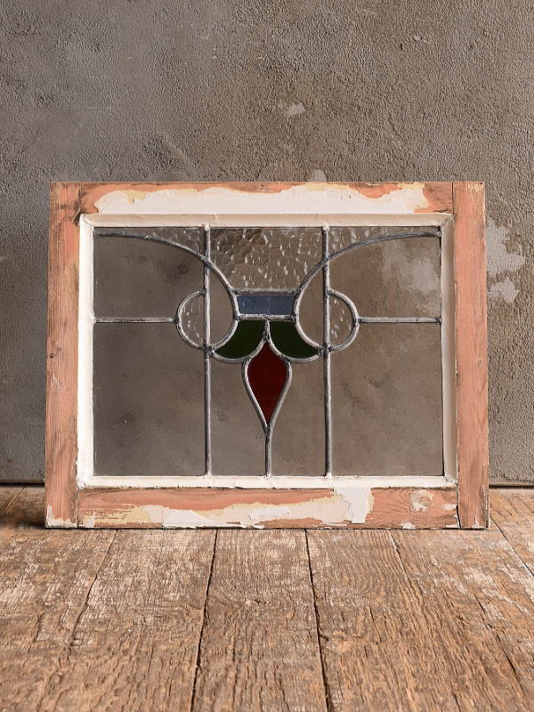 イギリス アンティーク ステンドグラス 窓 幾何学 13175