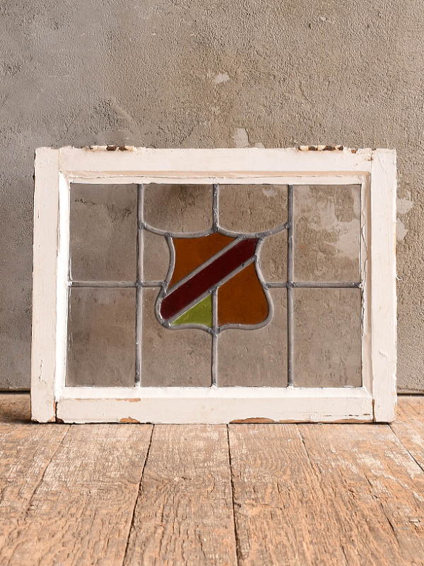 イギリス アンティーク ステンドグラス 窓 幾何学 13176