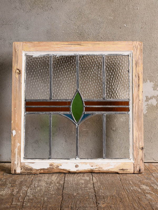 イギリス アンティーク ステンドグラス 窓 幾何学 13186