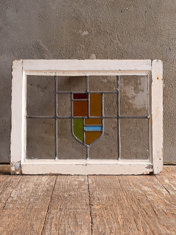 イギリス アンティーク ステンドグラス 窓 幾何学 13187