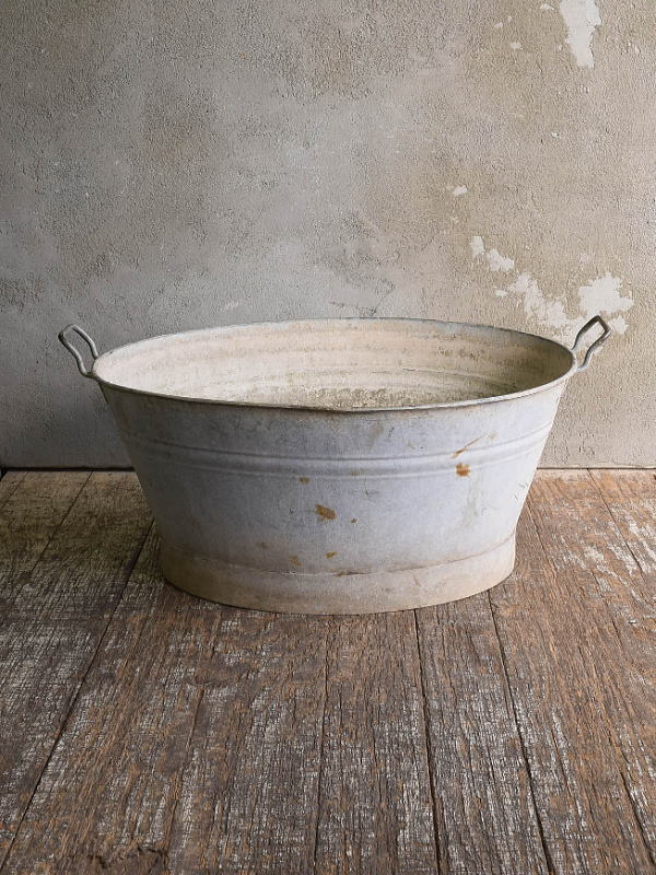 フレンチ アンティーク ブリキ ウォッシングタブ ディスプレイ ガーデニング 13189