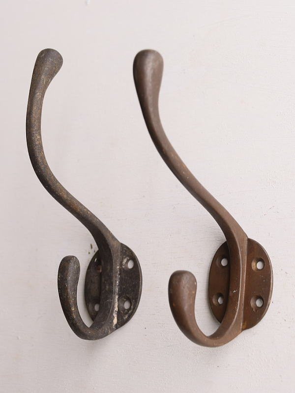 イギリス アンティーク　真鍮製コートフック×2　13309