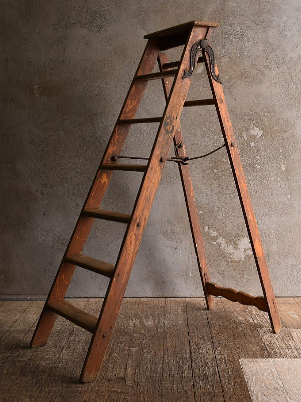 イギリス アンティーク ステップラダー 脚立 ディスプレイ 13438